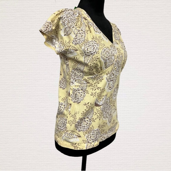 Women’s Small A.N.A. Yellow Floral SS Top - Picture 5 of 7